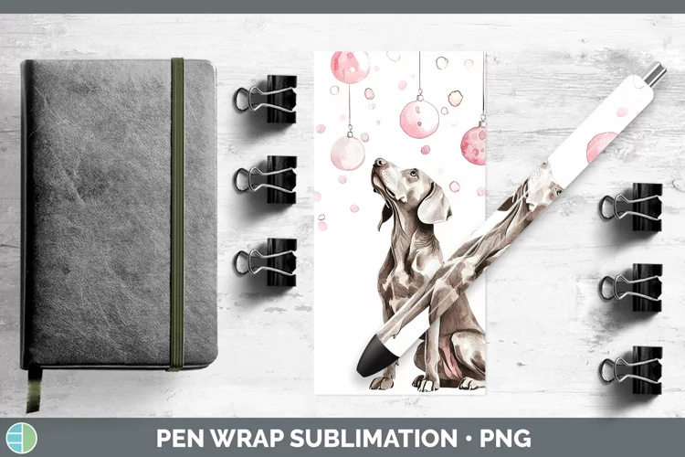 Pink Christmas Weimaraner Pen Wrap Sublimation Pen Designs