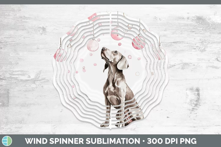 Pink Christmas Weimaraner Wind Spinner Sublimation Spinner D