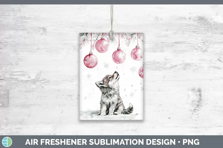 Pink Christmas Wolf Air Freshener Sublimation Car Freshener