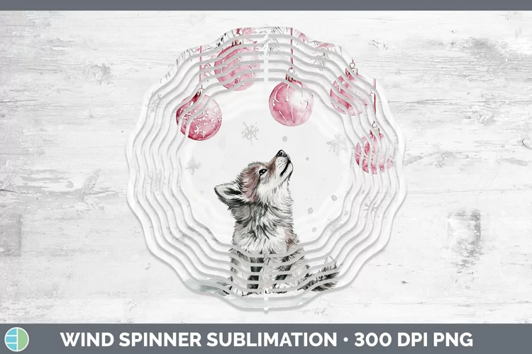 Pink Christmas Wolf Wind Spinner Sublimation Spinner Designs