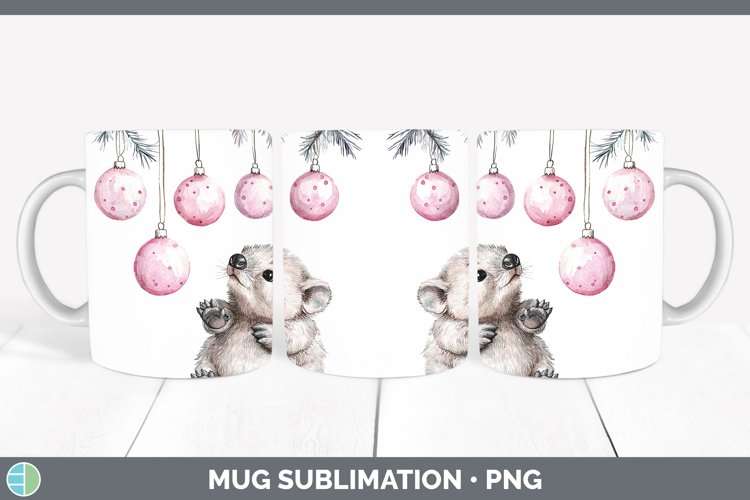 Pink Christmas Wombat Mug Wrap Sublimation Coffee Cup Design