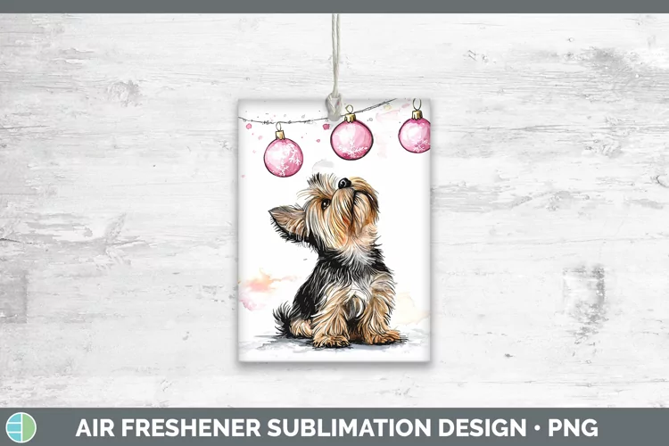 Pink Christmas Yorkshire Terrier Air Freshener Sublimation C