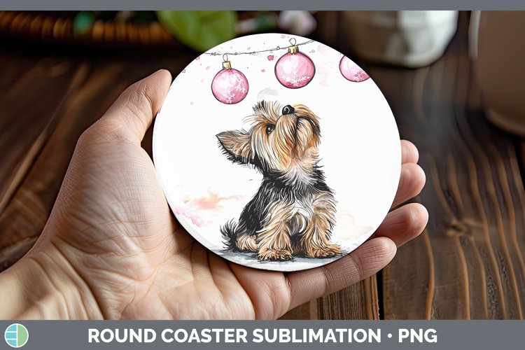 GorgeousPink Christmas Round Coaster design.