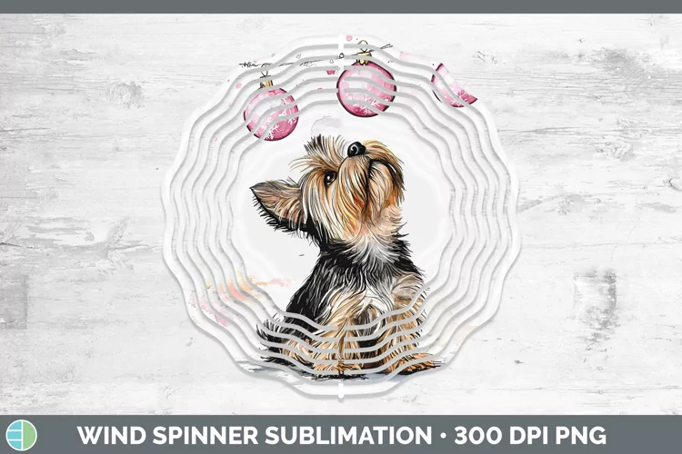 Pink Christmas Yorkshire Terrier Wind Spinner Sublimation Sp
