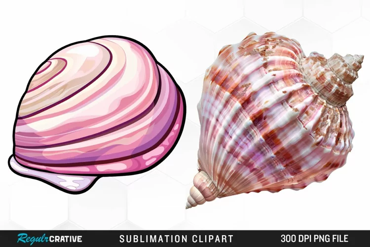 Watercolor Pink Color Seashell PNG Clipart
