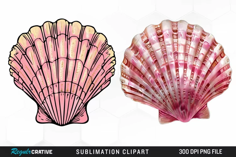 Watercolor Pink Color Seashell PNG Clipart
