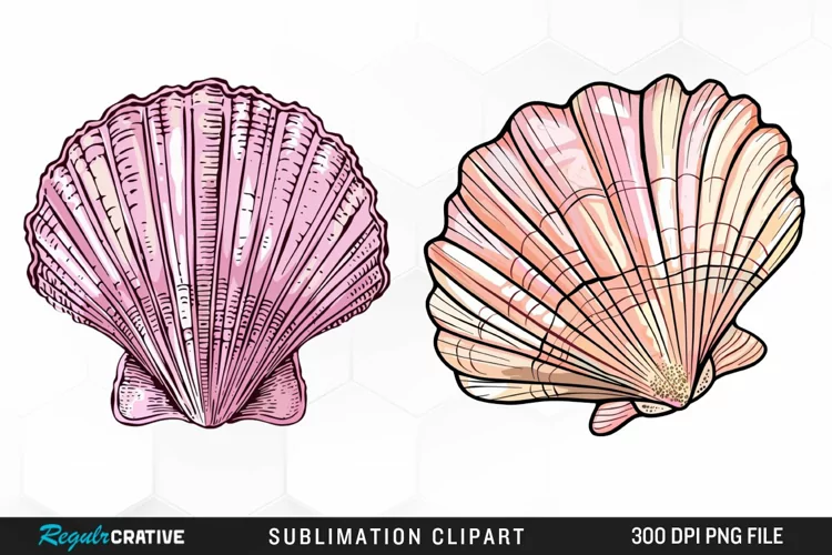 Watercolor Pink Color Seashell Clipart