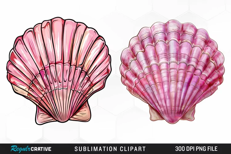 Watercolor Pink Color Seashell PNG Clipart