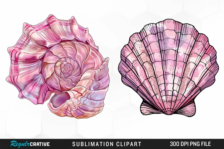Watercolor Pink Color Seashell PNG Clipart