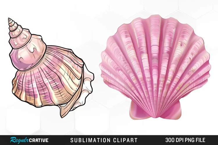 Watercolor Pink Color Seashell Clipart