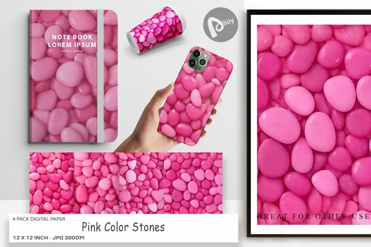 Digital Paper Pink Color Stones