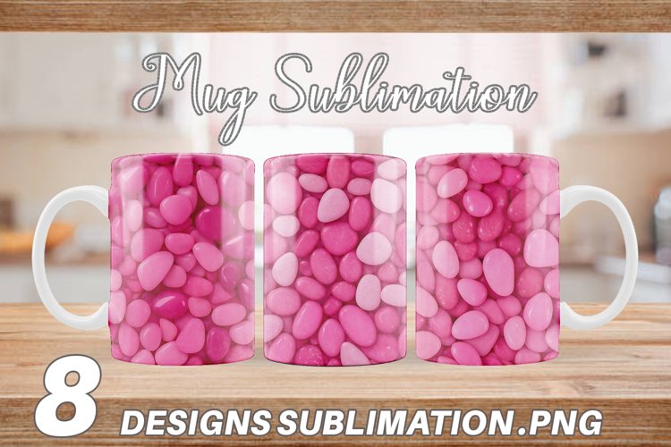 Pink Color Stones Mug sublimation design example image 1
