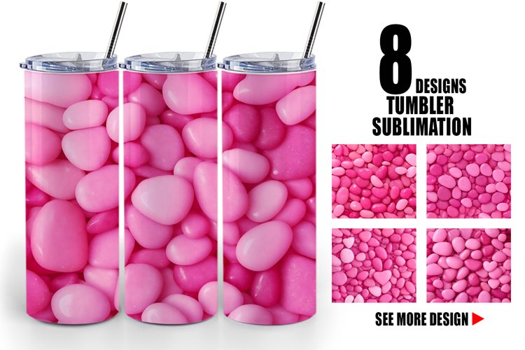 Pink Color Stones Tumbler Sublimation Wrap example image 1