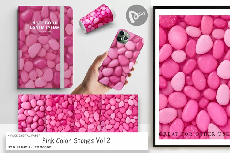 Digital Paper Pink Color Stones