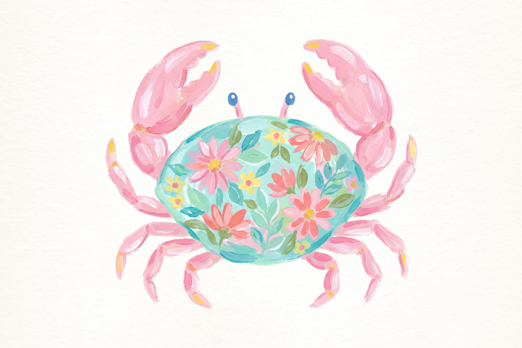 Pink Crab Clipart, Girly Summer PNG