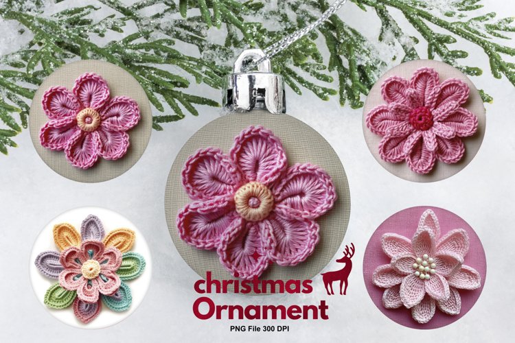 Crochet Flower Ornament Circle Christmas Tree Decorate example image 1