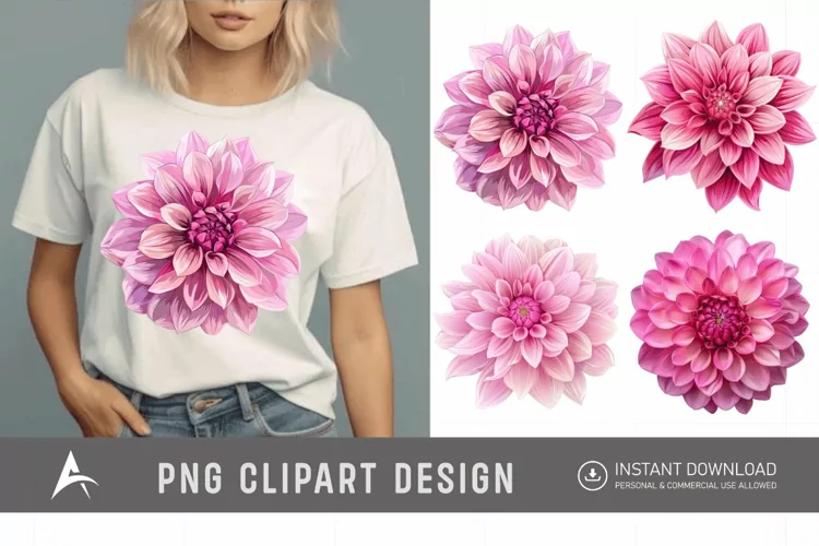 Watercolor Pink Dahlia Clipart