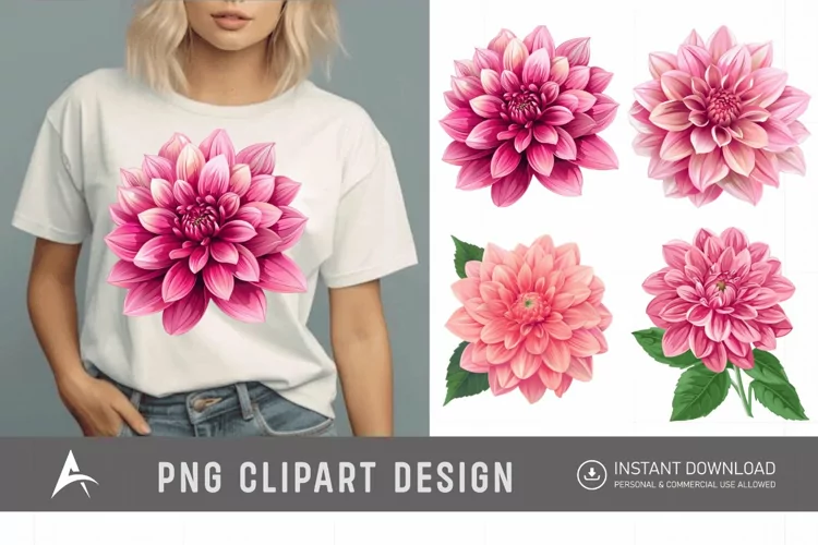 Watercolor Pink Dahlia Clipart