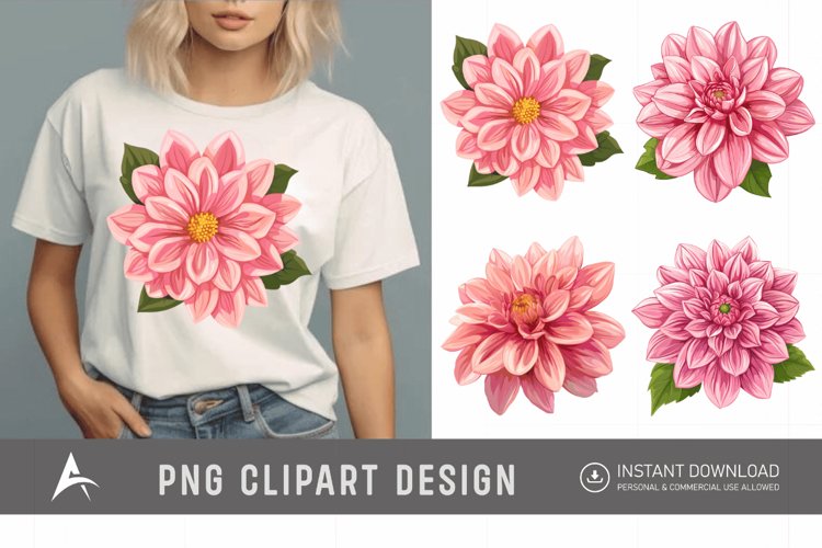 Watercolor Pink Dahlia Clipart