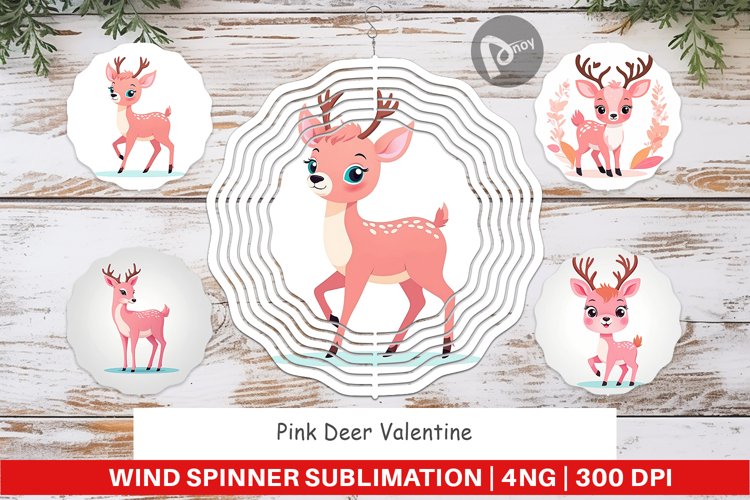 Wind Spinner Pink Deer Valentine example image 1