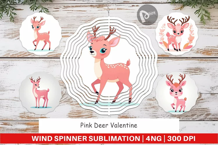 Wind Spinner Pink Deer Valentine