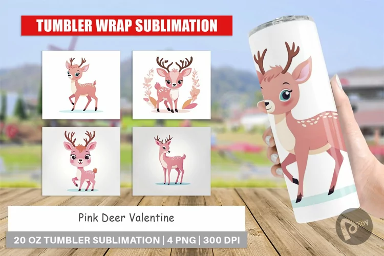 Tumbler Pink Deer Valentine