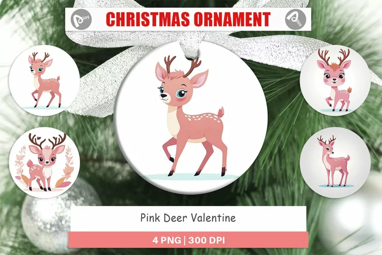 Ornament Pink Deer Valentine