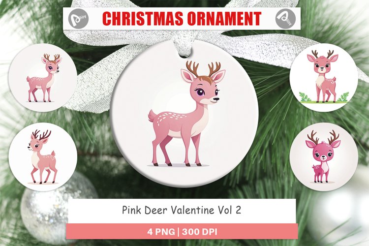 Ornament Pink Deer Valentine example image 1