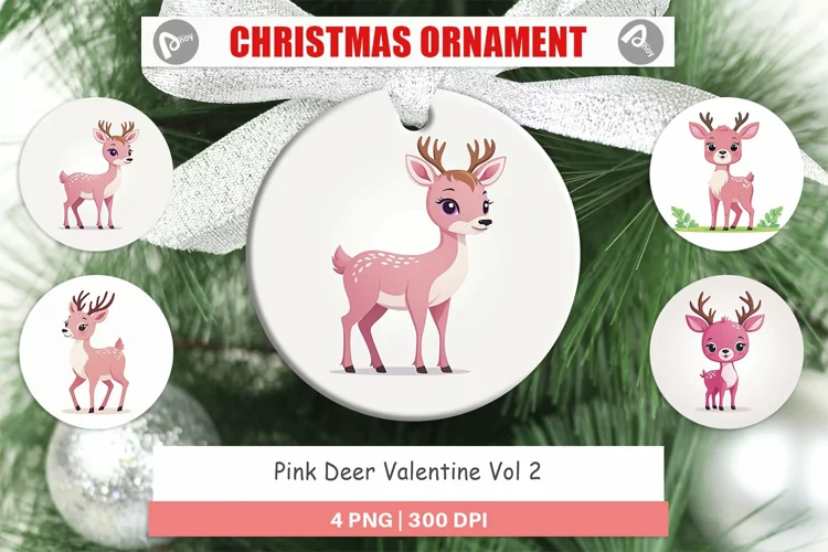Ornament Pink Deer Valentine