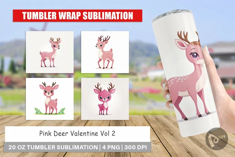 Tumbler Pink Deer Valentine