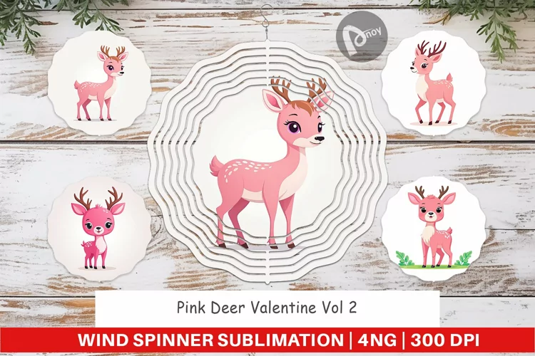 Wind Spinner Pink Deer Valentine