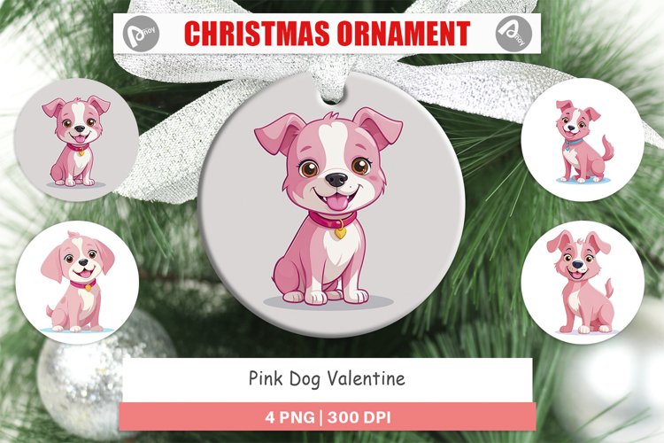 Ornament Pink Dog Valentine example image 1