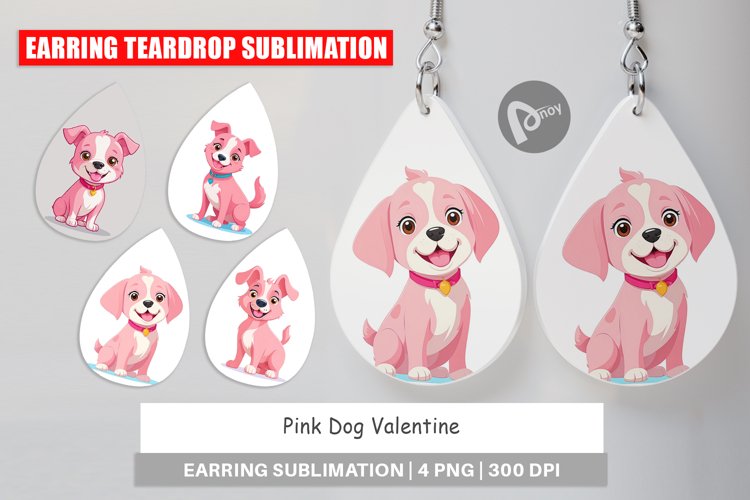 Earring Pink Dog Valentine
