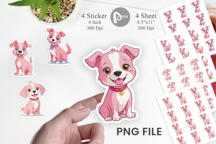 Pink Dog Valentine Sticker