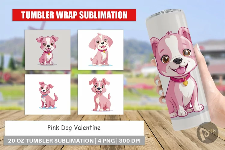 Tumbler Pink Dog Valentine