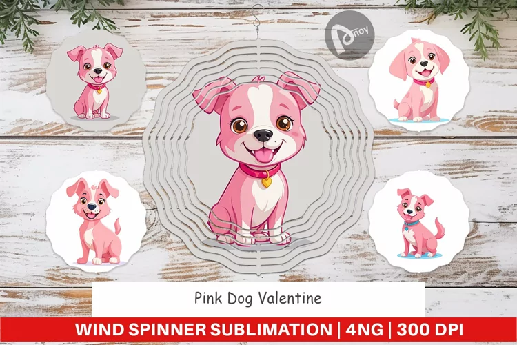 Wind Spinner Pink Dog Valentine