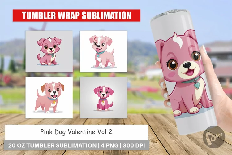Tumbler Pink Dog Valentine
