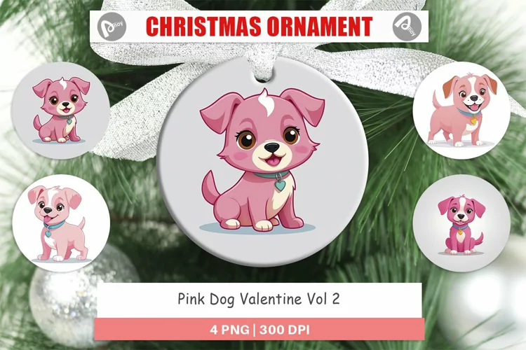 Ornament Pink Dog Valentine