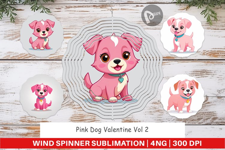 Wind Spinner Pink Dog Valentine example image 1