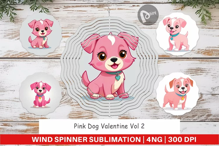 Wind Spinner Pink Dog Valentine
