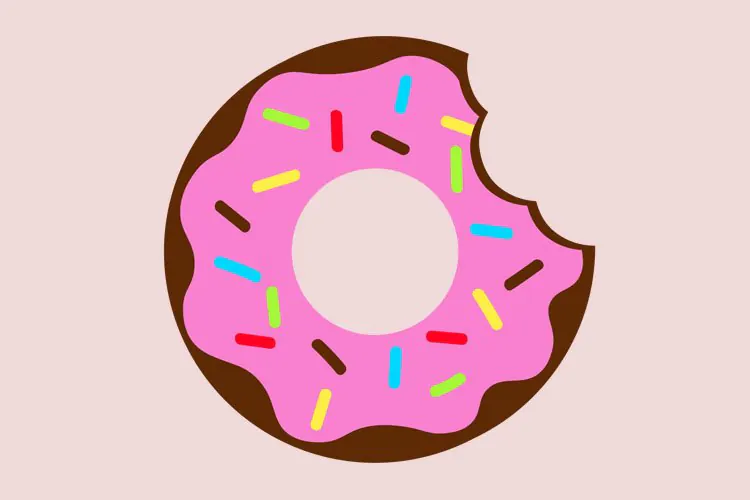 Pink Bitten Donut SVG Chocolate Donut with Pink Icing Cut