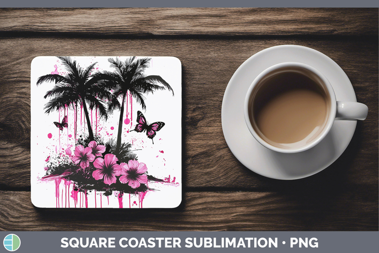 Pink Drips Beach Square Coaster Sublimation Coaster Designs