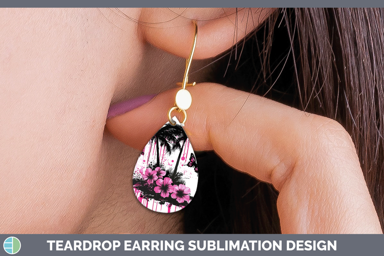 Pink Drips Beach Teardrop Earrings Sublimation Earrings Desi