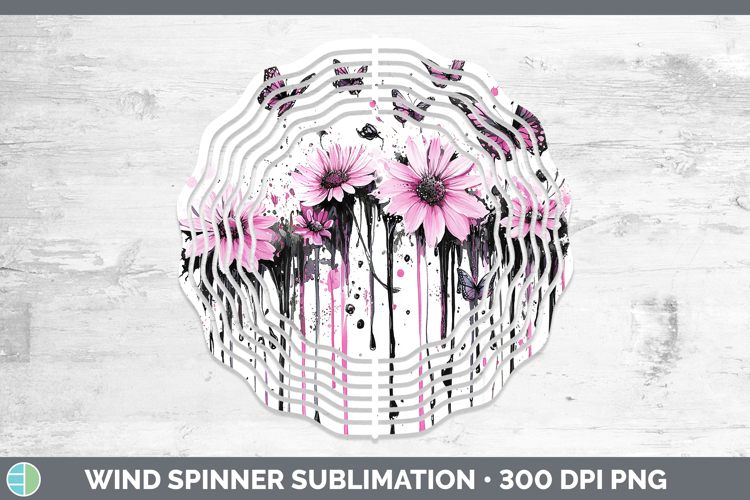 Pink Drips BS02 Daisies Wind Spinner Sublimation Spinner Des
