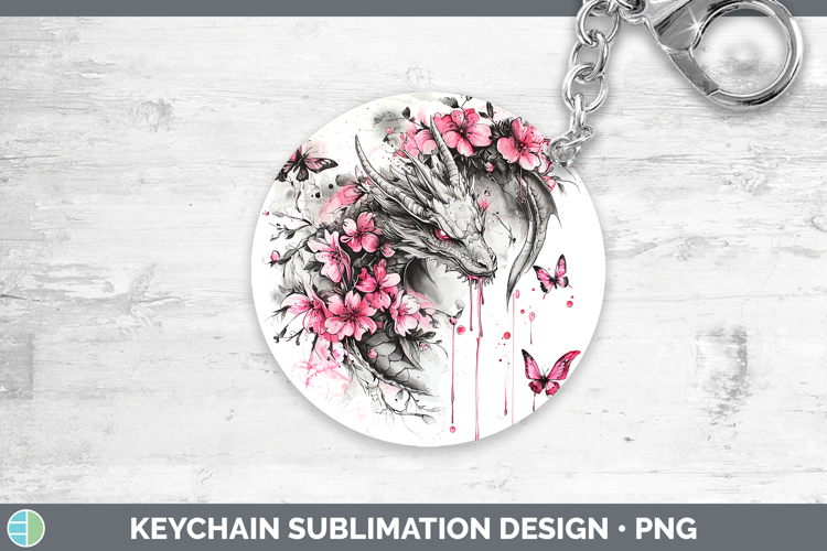 Pink Drips BS02 Dragon Keychain Sublimation Keyring Designs
