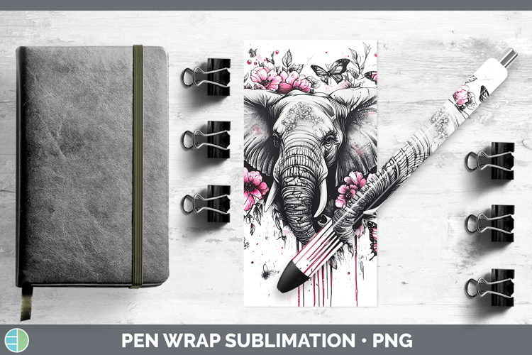 Pink Drips BS02 Elephant Pen Wrap Sublimation Pen Designs