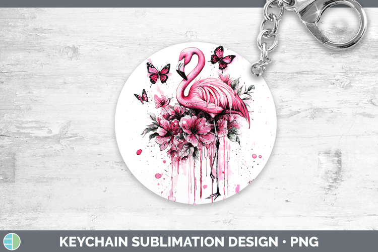 Pink Drips BS02 Flamingo Keychain Sublimation Keyring Design