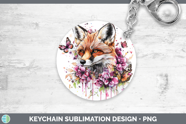Pink Drips BS02 Fox Keychain Sublimation Keyring Designs