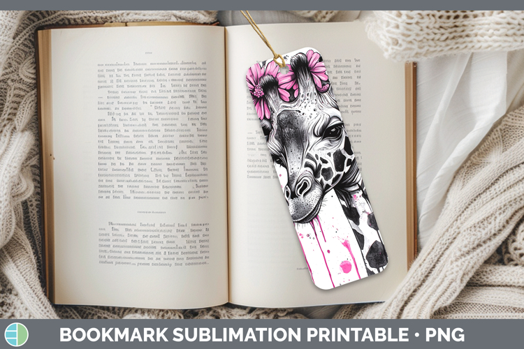 Pink Drips BS02 Giraffe Bookmark Sublimation Printable Desig