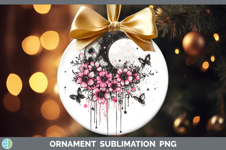 Pink Drips BS02 Moon and Stars Ornament Sublimation Bauble D